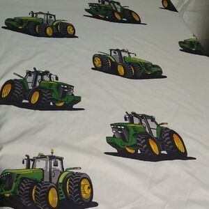 John Deere License Tractor Print Twin Fitted and Flat Sheet Bedding Set